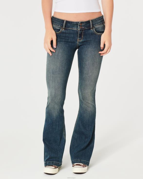 lage taille dark wash y2k flare jeans donkere wassing vrouwen Hollister bodems 06JX600