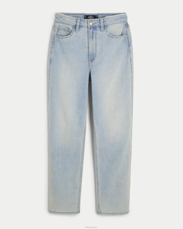 mom jeans met ultrahoge taille en lichte wassing lichte wassing vrouwen Hollister bodems 06JX607