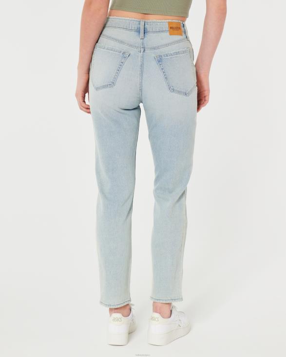 mom jeans met ultrahoge taille en lichte wassing lichte wassing vrouwen Hollister bodems 06JX607