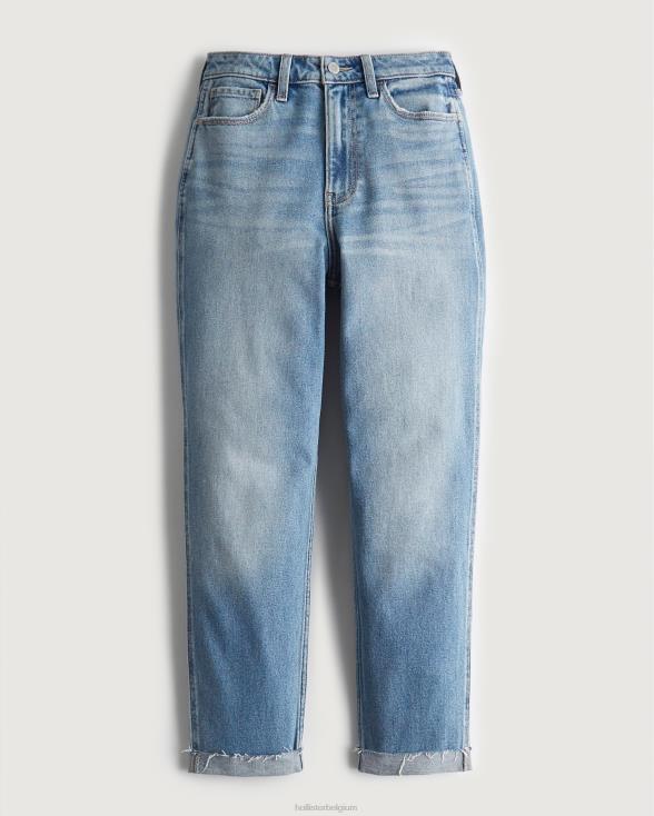 mom jeans met ultrahoge taille en medium wassing medium vrouwen Hollister bodems 06JX529