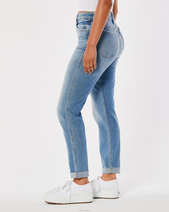 mom jeans met ultrahoge taille en medium wassing medium vrouwen Hollister bodems 06JX529