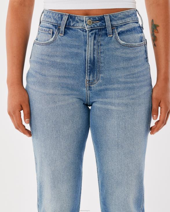 mom jeans met ultrahoge taille en medium wassing medium vrouwen Hollister bodems 06JX529