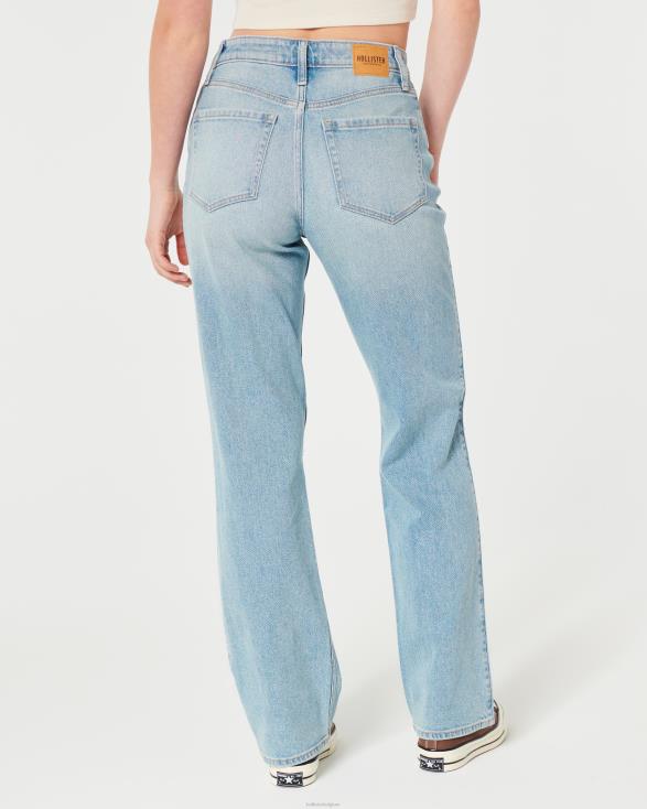 papajeans met ultrahoge taille en lichte wassing licht gescheurde wassing vrouwen Hollister bodems 06JX510
