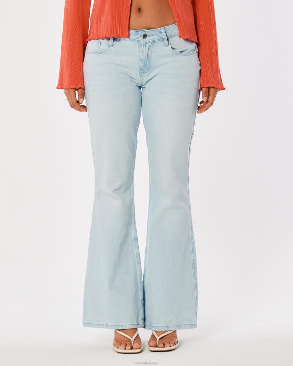 social tourist ultra-baggy flare jeans met lichte wassing en lage taille lichte wassing vrouwen Hollister bodems 06JX763