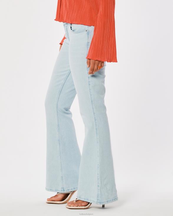social tourist ultra-baggy flare jeans met lichte wassing en lage taille lichte wassing vrouwen Hollister bodems 06JX763
