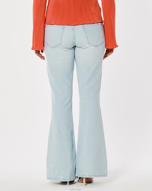 social tourist ultra-baggy flare jeans met lichte wassing en lage taille lichte wassing vrouwen Hollister bodems 06JX763