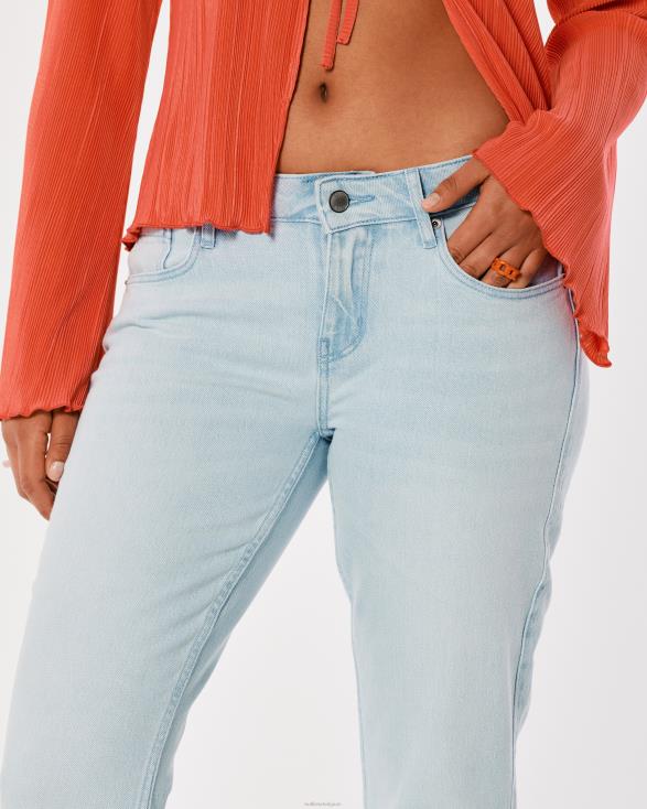social tourist ultra-baggy flare jeans met lichte wassing en lage taille lichte wassing vrouwen Hollister bodems 06JX763