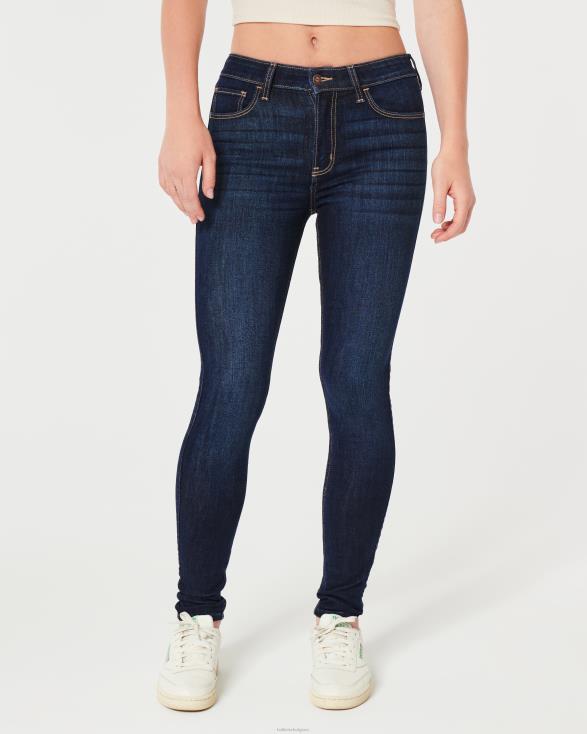 superskinny jeans met hoge taille en donkere wassing donkere wassing vrouwen Hollister bodems 06JX585