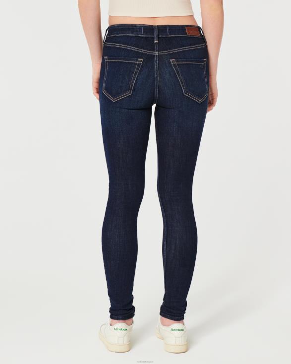 superskinny jeans met hoge taille en donkere wassing donkere wassing vrouwen Hollister bodems 06JX585