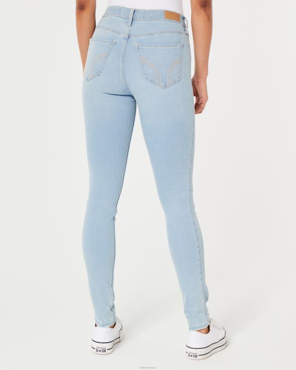 superskinny jeans met hoge taille en lichte wassing licht vrouwen Hollister bodems 06JX682