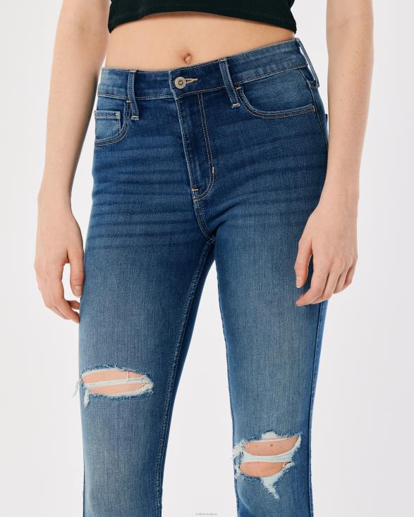 superskinny jeans met medium wassing en hoge taille medium gescheurde was vrouwen Hollister bodems 06JX727