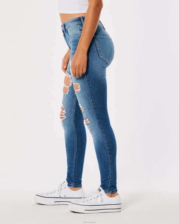 superskinny jeans met medium wassing en hoge taille medium vernietigen vrouwen Hollister bodems 06JX574