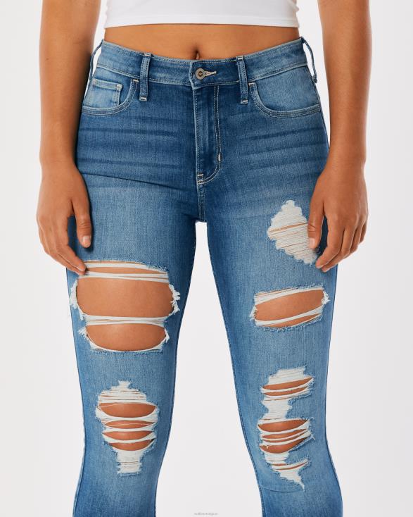 superskinny jeans met medium wassing en hoge taille medium vernietigen vrouwen Hollister bodems 06JX574