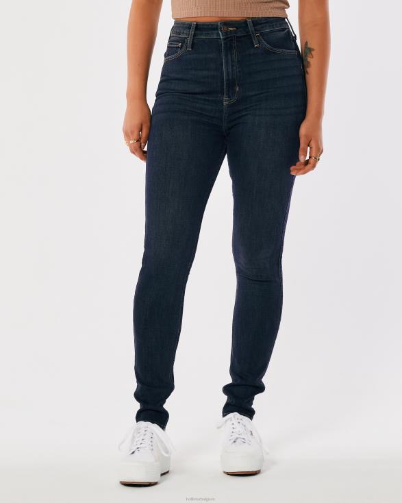 superskinny jeans met ultrahoge taille en donkere wassing donkere wassing vrouwen Hollister bodems 06JX729