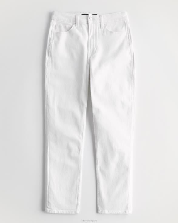 witte mom jeans met ultrahoge taille wit vrouwen Hollister bodems 06JX577