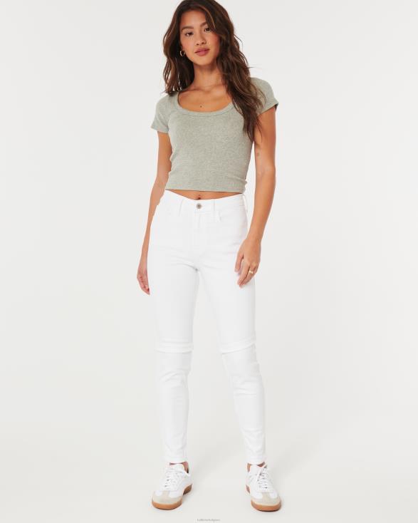 witte superskinny jeans met hoge taille wit vrouwen Hollister bodems 06JX606