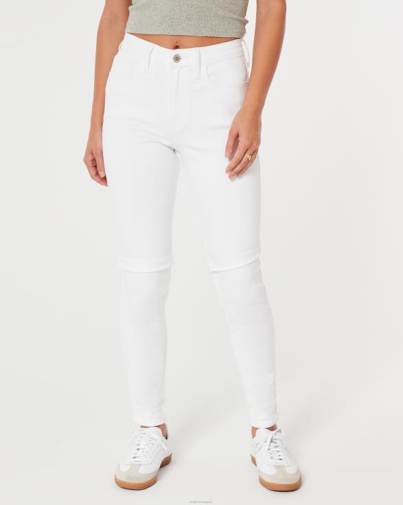 witte superskinny jeans met hoge taille wit vrouwen Hollister bodems 06JX606