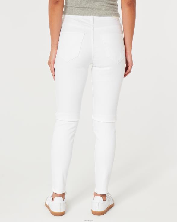 witte superskinny jeans met hoge taille wit vrouwen Hollister bodems 06JX606