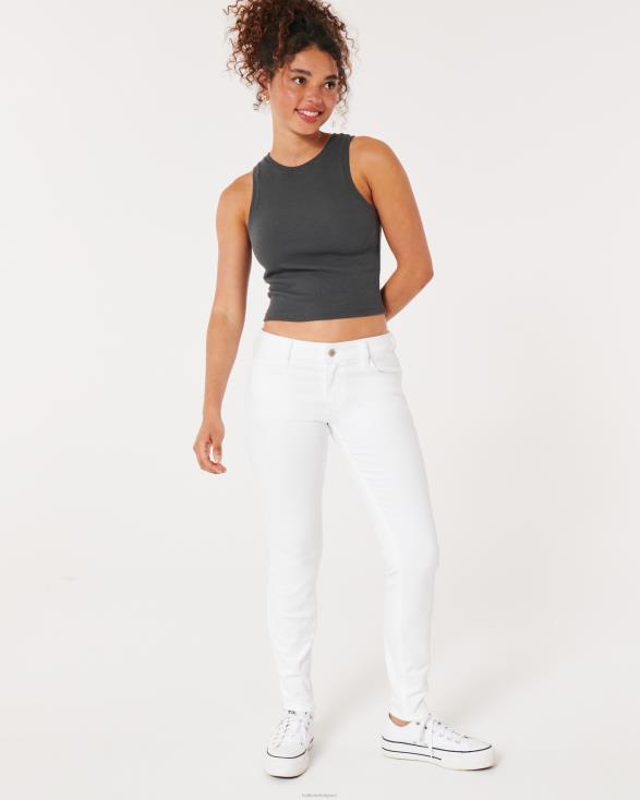 witte superskinny jeans met lage taille wit vrouwen Hollister bodems 06JX639