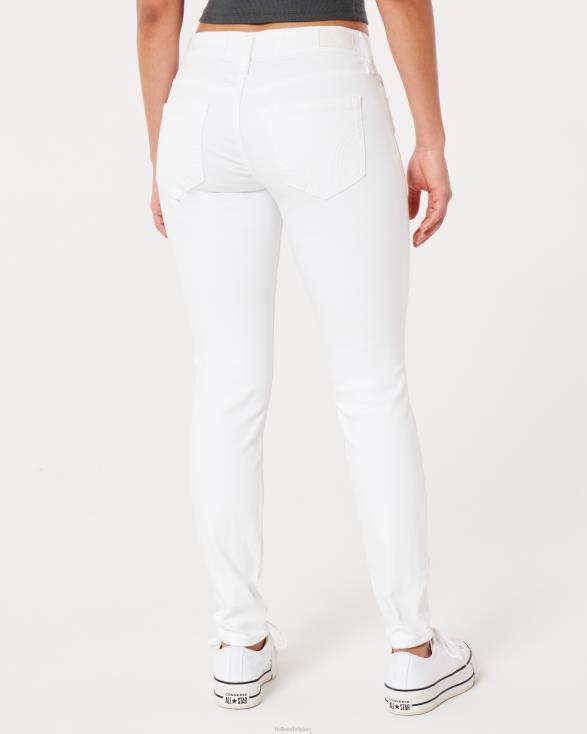 witte superskinny jeans met lage taille wit vrouwen Hollister bodems 06JX639
