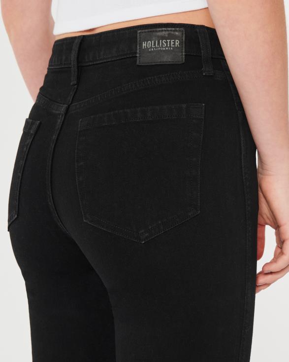 zwarte mom jeans met ultrahoge taille zwart vrouwen Hollister bodems 06JX551