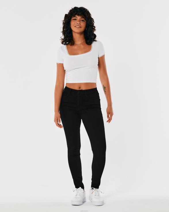 zwarte superskinny jeans met hoge taille zwart vrouwen Hollister bodems 06JX530