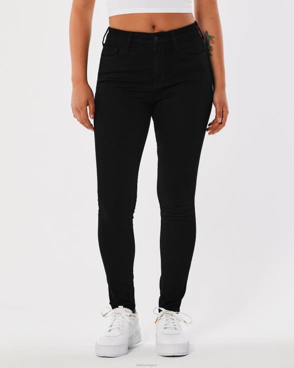 zwarte superskinny jeans met hoge taille zwart vrouwen Hollister bodems 06JX530
