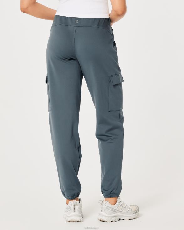 Gilly Hicks Active Recharge Cargo-joggingbroek met hoge taille blauw grijs vrouwen Hollister bodems 06JX657