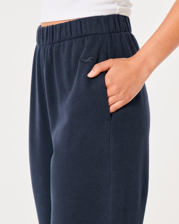 feel good fleece dad joggingbroek met verstelbare taille marineblauw vrouwen Hollister bodems 06JX507