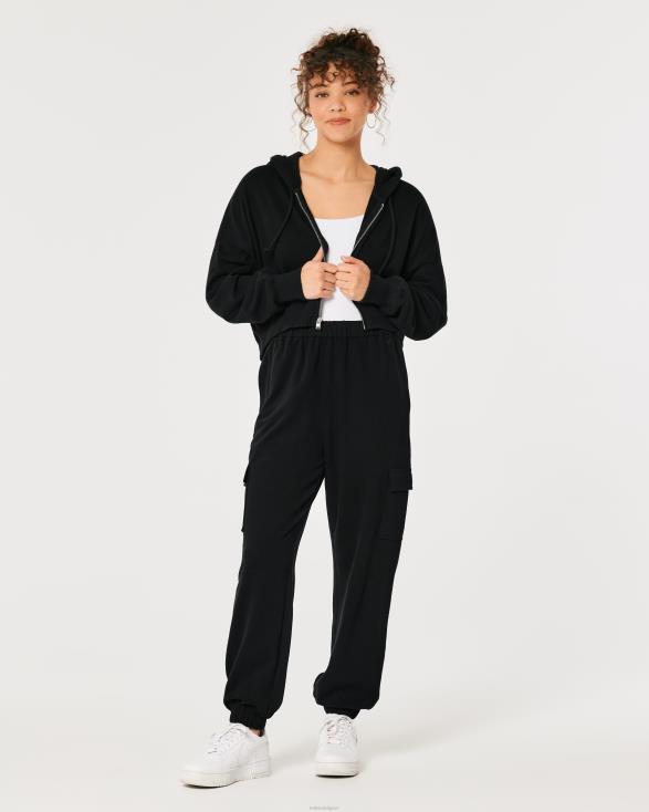 feel good papa-joggingbroek van cargofleece met verstelbare taille zwart vrouwen Hollister bodems 06JX688