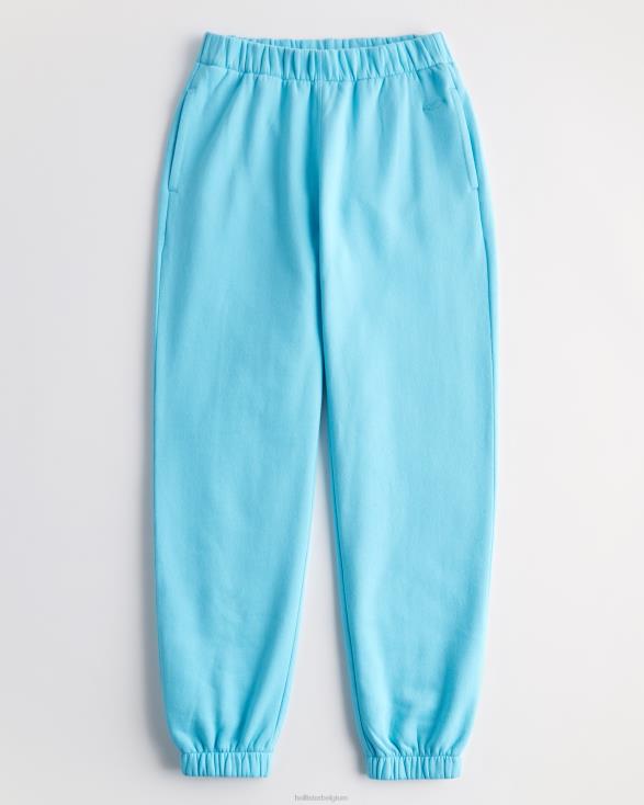 fleece papa-joggingbroek met verstelbare taille turkoois vrouwen Hollister bodems 06JX608