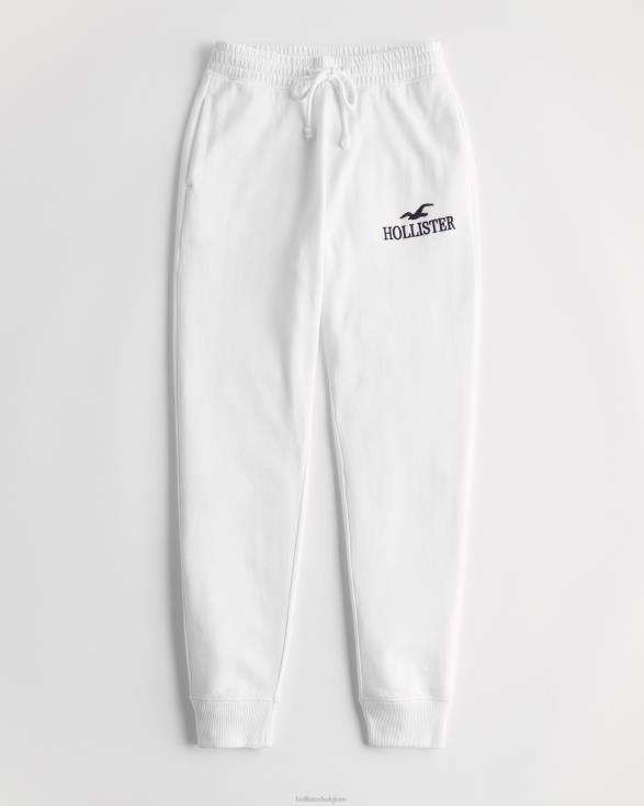 ultrahoge fleece-joggingbroek met logo wit vrouwen Hollister bodems 06JX646