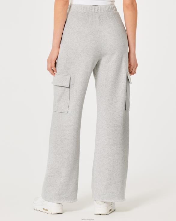 gilly hicks active cargo-sweatbroek met wijde pijpen licht grijs gemêleerd vrouwen Hollister bodems 06JX655