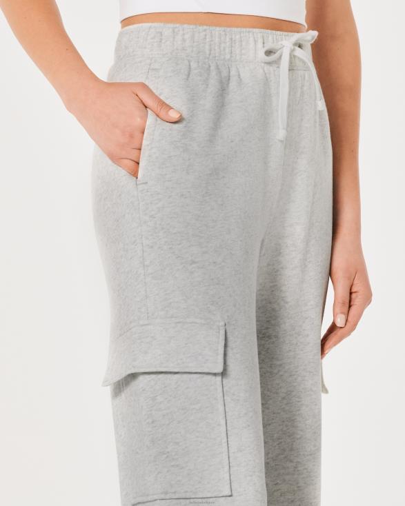 gilly hicks active cargo-sweatbroek met wijde pijpen licht grijs gemêleerd vrouwen Hollister bodems 06JX655