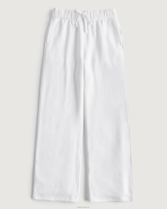gilly hicks active essentials fleece joggingbroek met wijde pijpen wit vrouwen Hollister bodems 06JX669