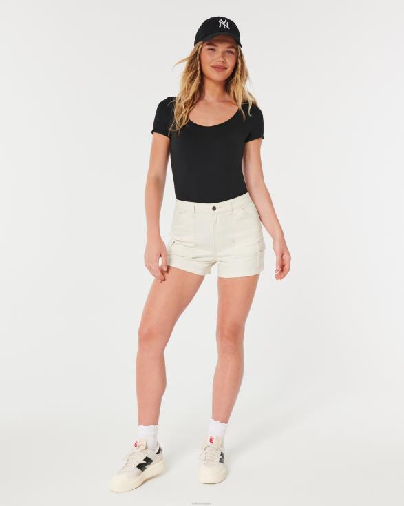 Cargo Mom-short van ultrahoge taille van crème keperstof room vrouwen Hollister bodems 06JX567