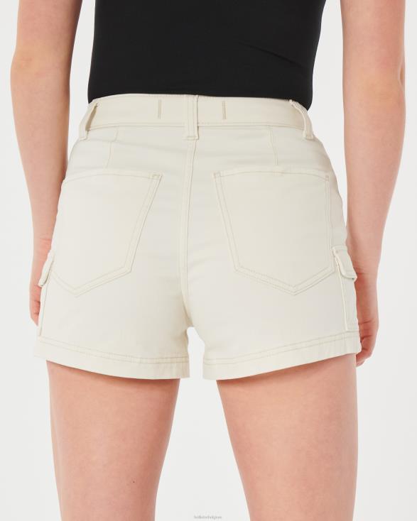 Cargo Mom-short van ultrahoge taille van crème keperstof room vrouwen Hollister bodems 06JX567