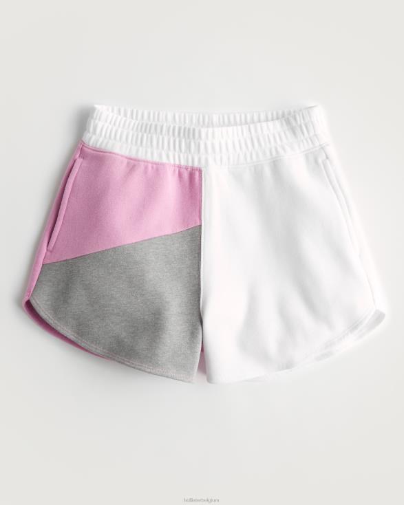 Dad-short met ultrahoge taille en gebogen zoom roze-grijs-wit vrouwen Hollister bodems 06JX704