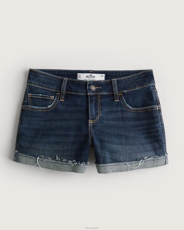 curvy denim short met lage taille en donkere wassing 3'' donkere wassing vrouwen Hollister bodems 06JX509