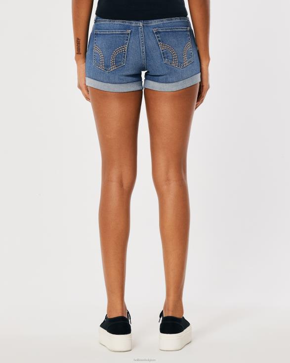 curvy denim short met lage taille en donkere wassing medium wassen vrouwen Hollister bodems 06JX518
