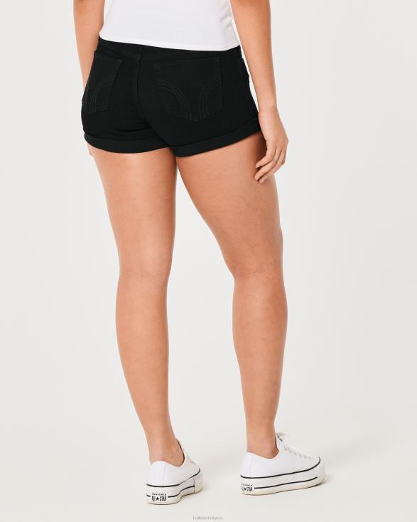 curvy zwarte denim short met lage taille 3'' zwart vrouwen Hollister bodems 06JX538
