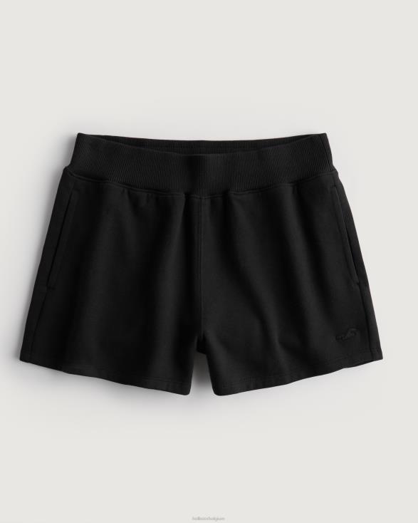 feel good ultrahoge fleece dad-shorts met hoge taille zwart vrouwen Hollister bodems 06JX541