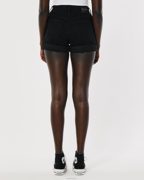 gescheurde zwarte mom-short met ultrahoge taille zwart gescheurd vrouwen Hollister bodems 06JX461