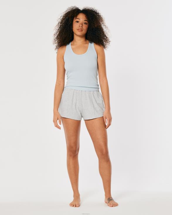 gilly hicks active essentials fleece short met ultrahoge taille licht grijs gemêleerd vrouwen Hollister bodems 06JX698