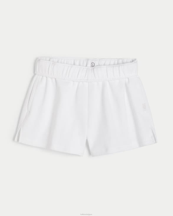 gilly hicks fleece short met rollover waist wit vrouwen Hollister bodems 06JX672