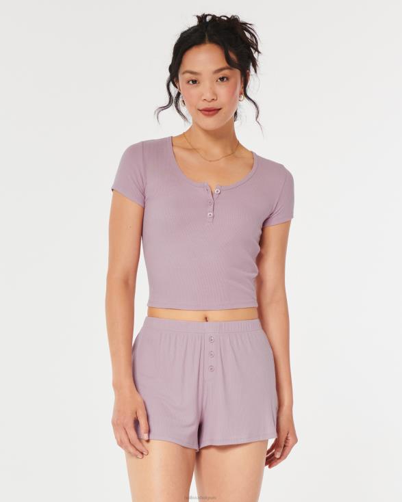 gilly hicks jersey geribbelde slaapshort lichtroze vrouwen Hollister bodems 06JX783