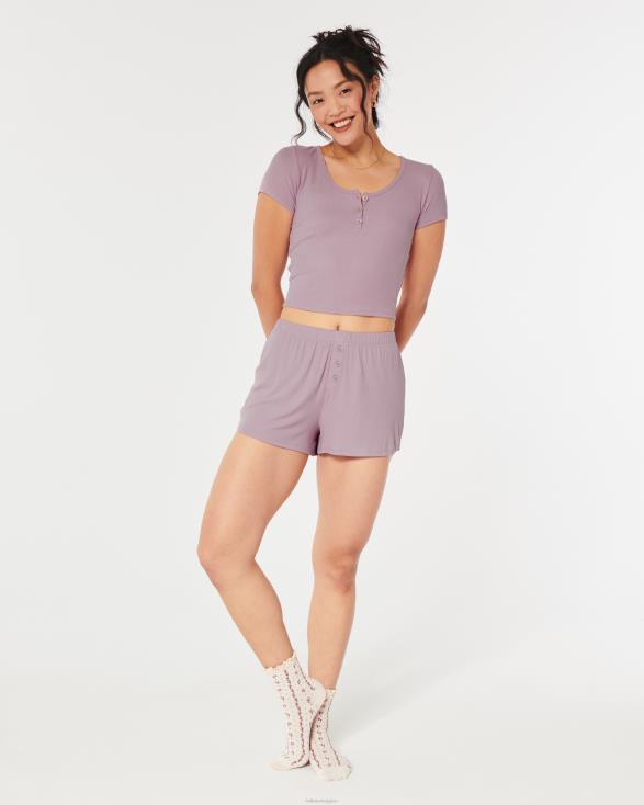gilly hicks jersey geribbelde slaapshort lichtroze vrouwen Hollister bodems 06JX783