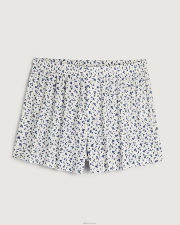 gilly hicks jersey geribbelde slaapshort witte bloemen vrouwen Hollister bodems 06JX780
