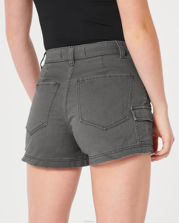 grijze keperstof mom-short met ultrahoge taille donker grijs vrouwen Hollister bodems 06JX512