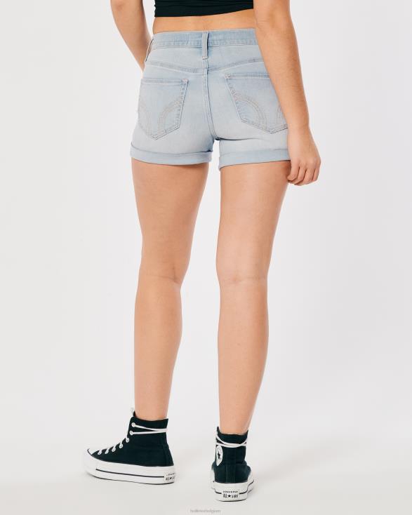 high-rise denim short met lichte wassing 3'' lichte wassing vrouwen Hollister bodems 06JX499